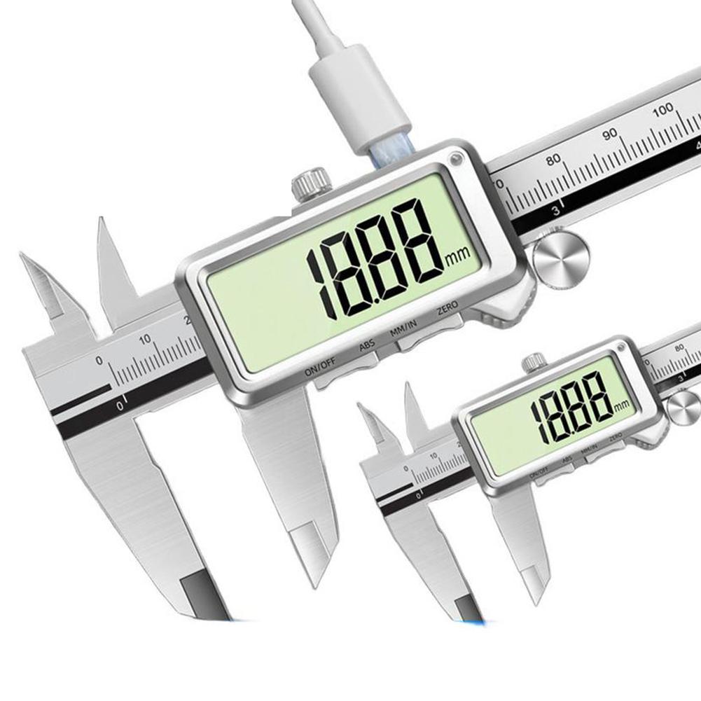 Перезаряжаемый электронный цифровой штангенциркуль (150/200/300мм), Нержавеющая сталь, HD полноэкранный штангенциркуль