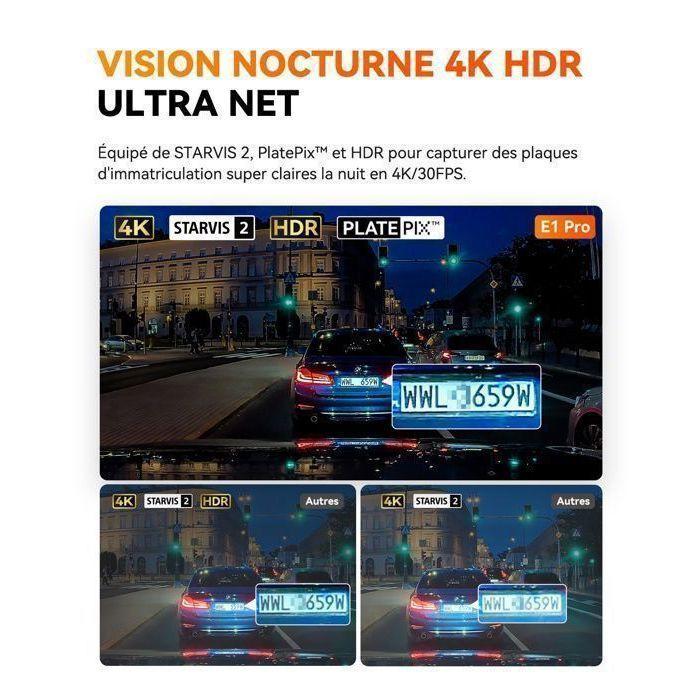 VANTRUE Element-1 PRO 4K Dashcam Voiture, Caméra Embarquée Mini WiFi GPS, Contrôle Vocale Français, HDR Mode Parking du Tampon