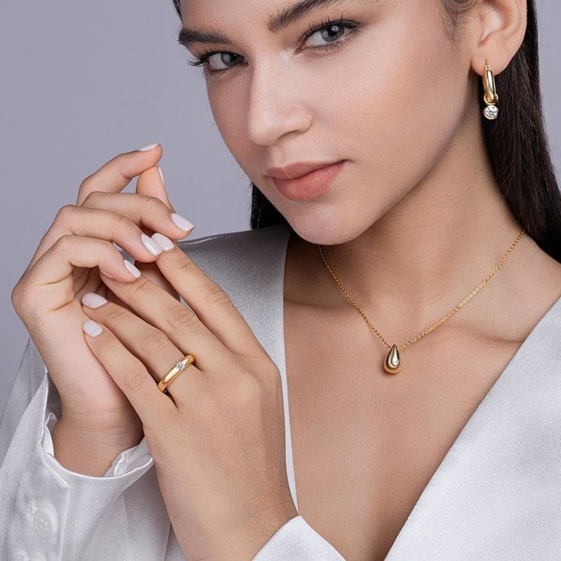 Nabest Fine Jewelry Позолоченное Медь Женское Кольцо Гипоаллергенное Простой Дизайн VVS D Цвет Муассанит Кольцо Поставщик