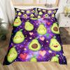 Avocado Bedding Set Full Queen Galaxy Comforter Cover for Kids Teen,Kawaii Fruit Duvet Cover Cartoon Tropical Food Bedroom Decor