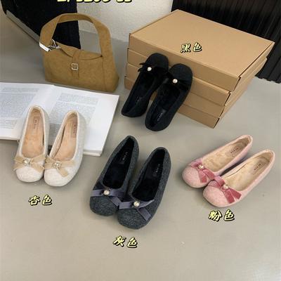 2025 Французский внутренний рост маленькие ароматные жемчужные туфли-лодочки женские туфли Мэри Джейн нежный ретро бант универсальные зимние