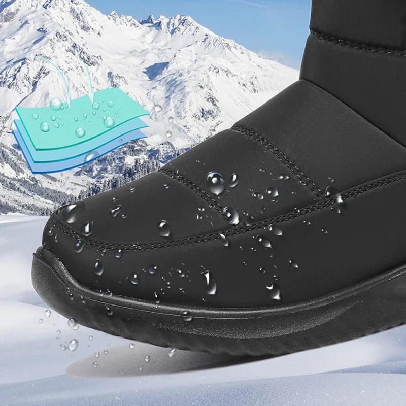 Модные мужские плюшевые ботильоны на толстой подошве из искусственного меха 2025 Водонепроницаемые Нескользящие Зимние ботинки Мужские На плоской подошве Теплые Зимние Ботинки с хлопковой подкладкой