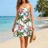 Женское strapless casual платье-труба с цветочным принтом без рукавов, летнее пляжное платье, платье с эластичной талией, выше колена