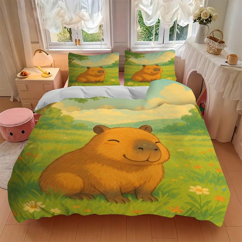3Pcs Cute Possum Field Bedding Set Soft Fabric Duvet Cover Pillowcases Home Christmas Xmas Halloween Gift 1 Duvet Cover 2 Pillowcase G1270