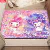 Kawaii Cute Cartoon Friends Doormat, 2D Print Non-slip Floor Mat, Pink Purple Flower Entrance Rug for Girls Bedroom Decor Gift