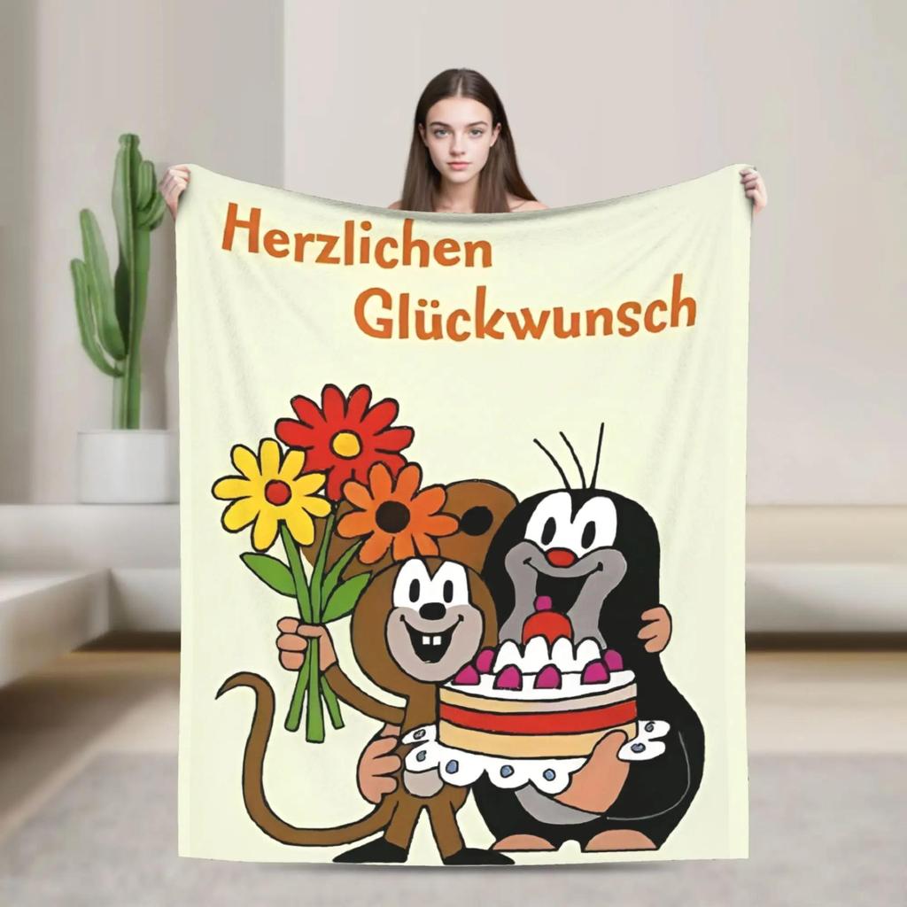The Little Mole Super Warm Plush Throw Blanket for Sofa Bed Living Room Soft Flannel Picnic Blanket