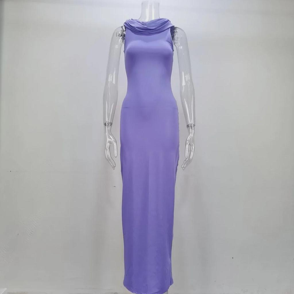 Платье-футляр в европейском и американском стиле с капюшоном и длинными рукавами