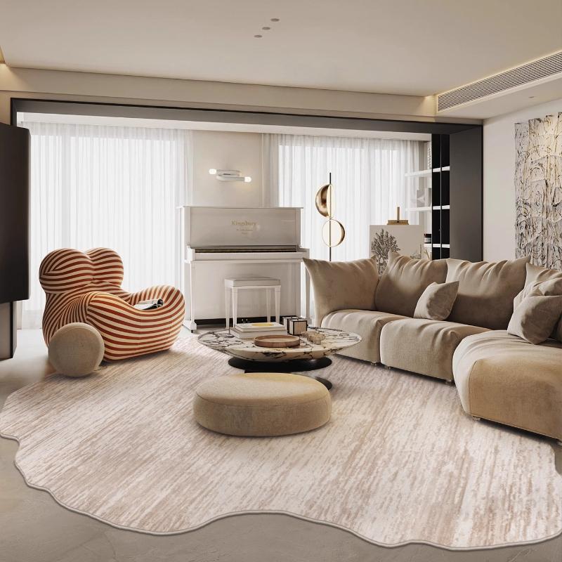 Cream Style Carpets for Living Room Light Luxury Bedroom Decor Carpet Fluffy Soft Irregular Shape Rug Home Thick Plush Floor Mat
