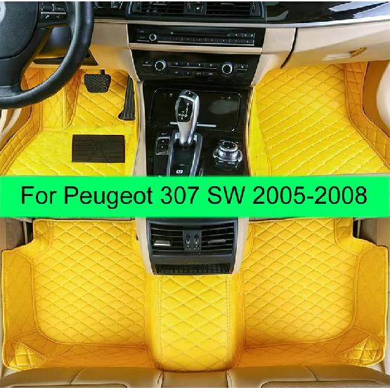 Автомобильные коврики для Peugeot 307 SW Пятиместный 2005 2006 2007 2008 Автомобильные коврики для ног Покрытие ковриком Аксессуары для интерьера