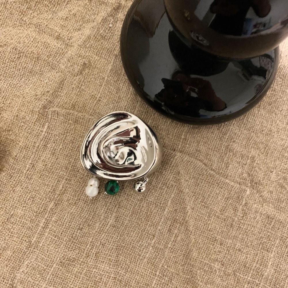 Korean Ruffled Lapel Pin Beads Badge with Pendant Fashion Texture Brooch Daily Wear