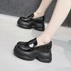Женские лоферы на платформе 2025 весна новая обувь на одной педали из маленькой кожи маффин модные универсальные с внутренней высотой, увеличивающей рост