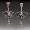 Dragon Gothic Punk Metal Earrings Pink Stone Inlaid Pendant Earrings Jewelry Vintage Jewelry