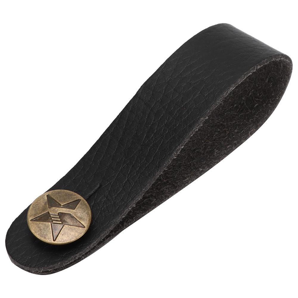 6PCS Black Guitar Neck Strap Tie Leather Material Headstock Strap Tie For Guitars