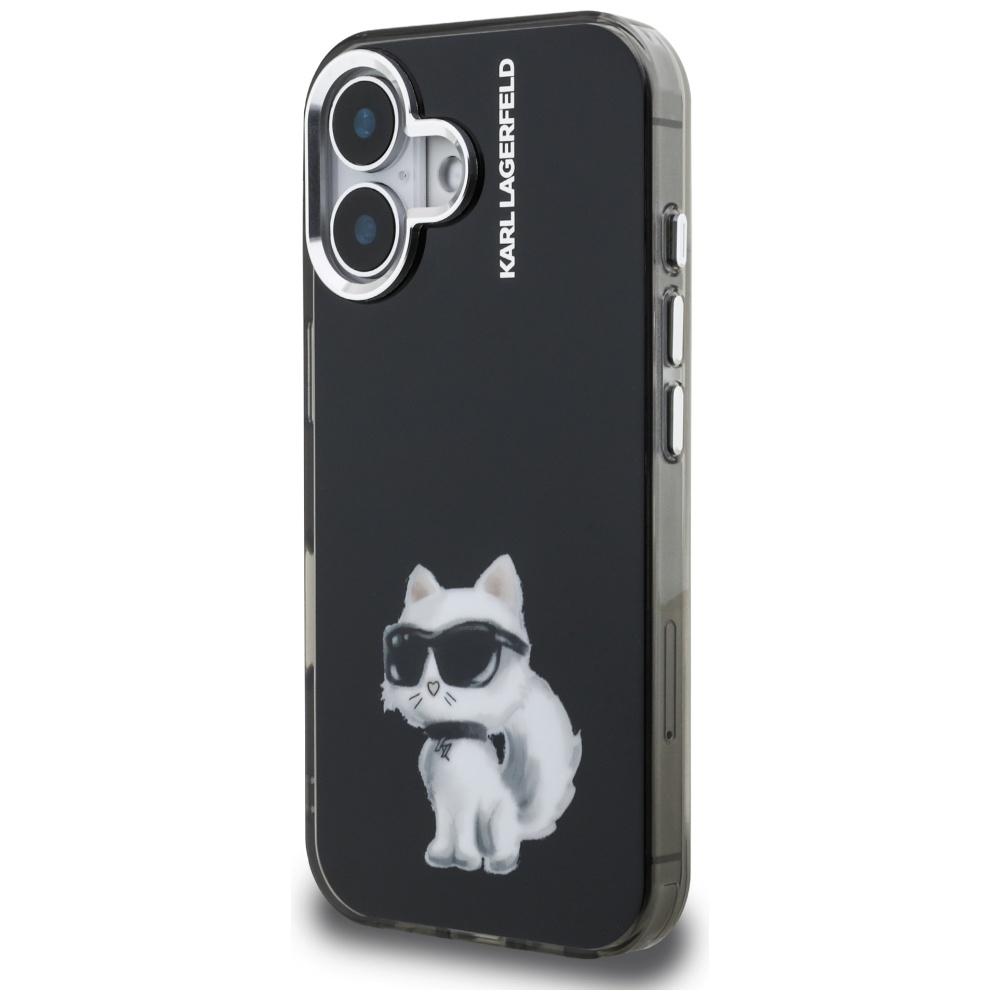Karl Lagerfeld IML Aquarelle Choupette & Logo Case for iPhone 16 Black
