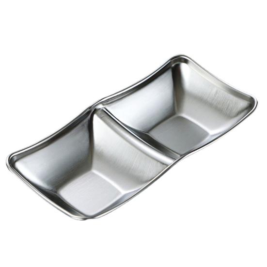 1/2/3 Grids Stainless Steel Seasoning Dish Korean Metal Barbecue Sauce Dipping Dish Plate BBQ Restaurant Kitchen Tableware