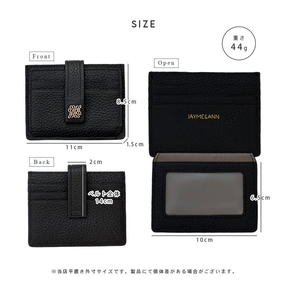 Gisele Slim Genuine Leather Card Case with 10 Pockets, Bifold, Pass Case, Fragment Case, for Women (Black)