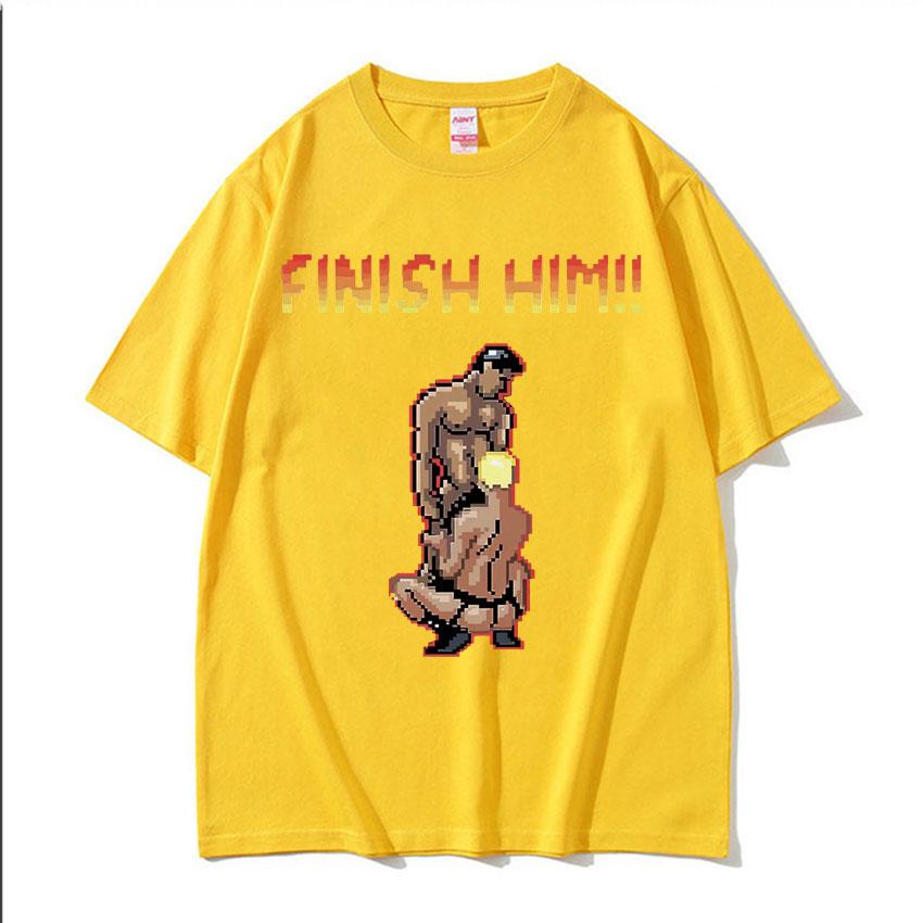 Модная футболка с принтом 'Finish Him Gayming 8bit Gay' для мужчин, готическая одежда, летняя футболка, унисекс, с круглым вырезом, хлопковая футболка, топы
