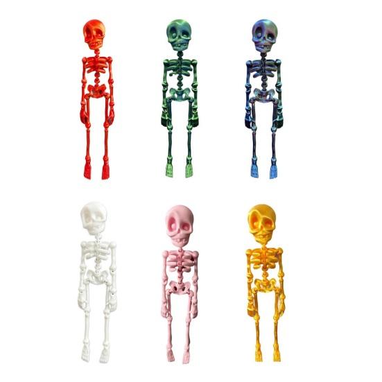 1/6Pcs Poseable Skeleton Refrigerator Magnet Halloween 3D Movable Joints Skeleton Articulated Skeleton Magnetic Fridge Decoration Ornament