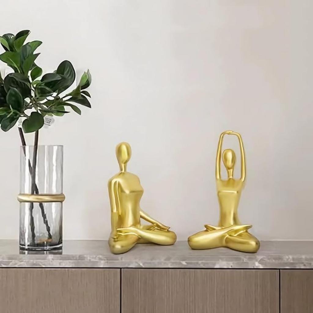 Resin Zen Yoga Figurines for Bookself, Meditation Yoga Statues Set of 3, Home Decor, Gifts