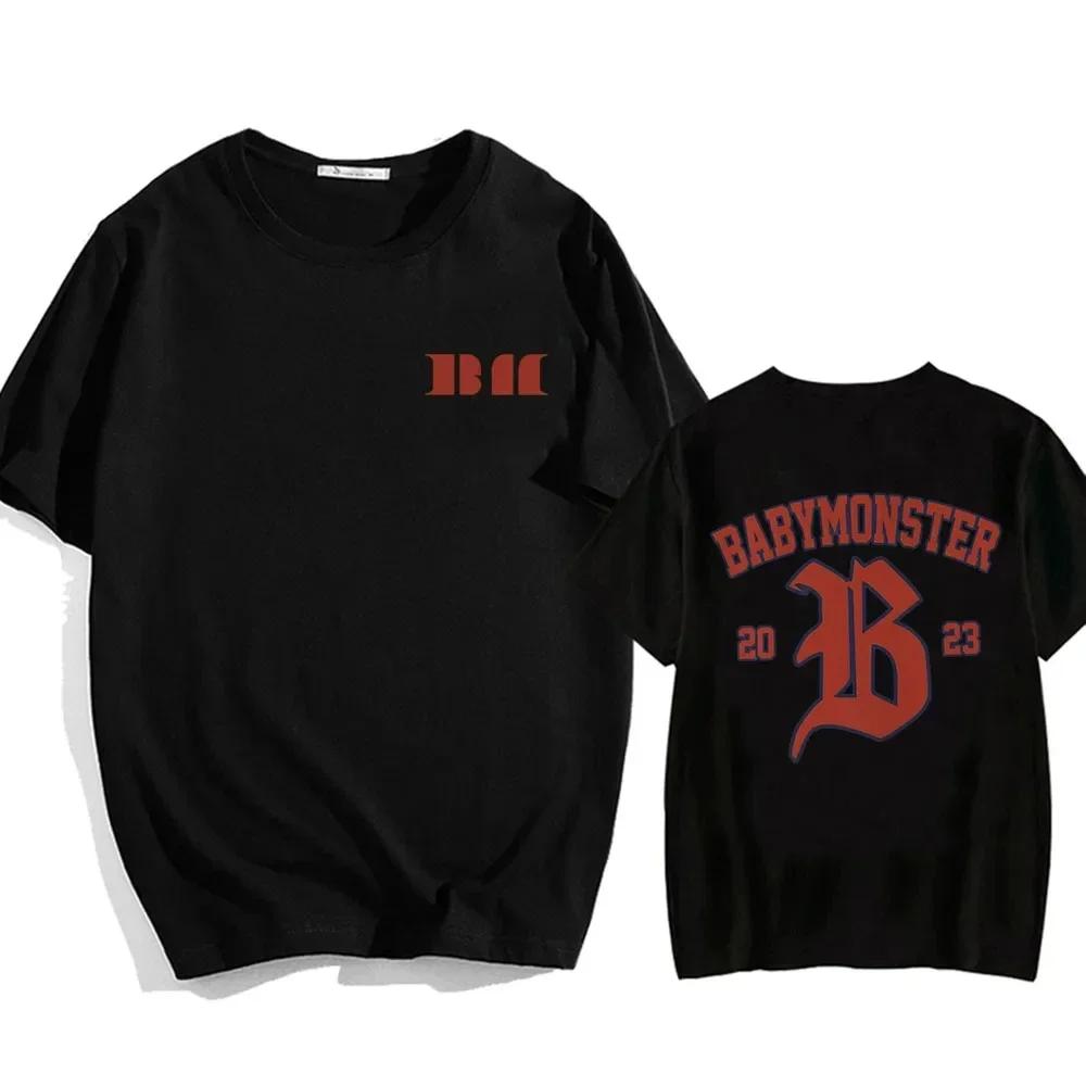 Футболка с изображением K-pop группы BABYMONSTER, летняя футболка с принтом в корейском стиле, короткий рукав, удобная женская одежда.