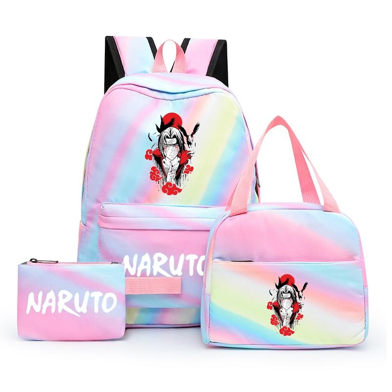 3Pcs/set Anime Naruto Backpack Back To Schoobag with Lunch Bag for Teen Gir Boy Student Bookbag Men Women Leisure Travel Bag