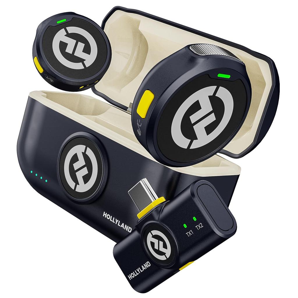 Hollyland Lark M2 USB-C Wireless Microphone, 48kHz/24bit HD Audio, 300m Range, 40H Battery, Noise Cancellation, Magnetic Clip, for Phone PC Vlog