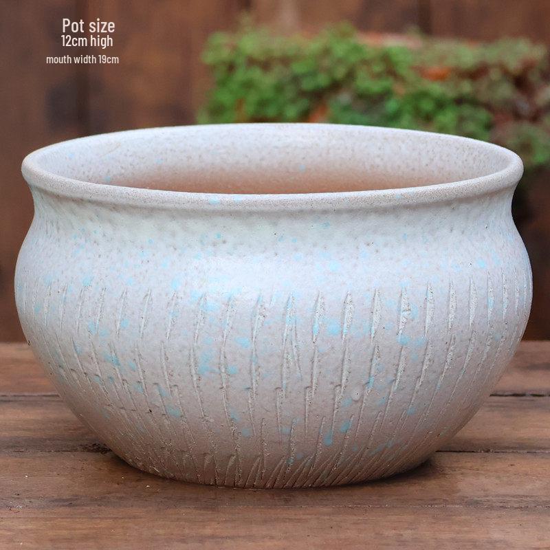 Yixing Handmade Coarse Pottery Medium Succulent Planter - Breathable Zisha Ceramic Ebony Tree Pot for Green Plants