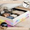 Upholstered Bed with Storage, Leather Headboard, USB & Type-C Ports, Noise-Free Padding, and LED Lighting,White.