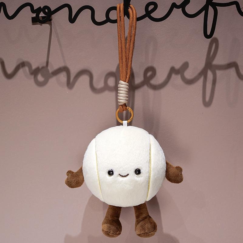 Creative Football Plush Toy Accessory  Basket Ball Bag Charm Plushie Volley Ball Key Holder Baseball Softy Keychain Dolls Gifts