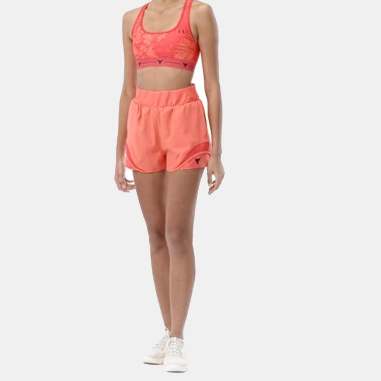 Under Armour Спортивный бюстгальтер Project Rock Armour с перекрестной спинкой и принтом, женское нижнее белье, ярко-красный 1353590-820