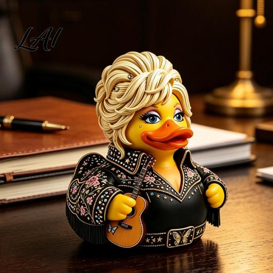 Colorful Rhinestone Duck Decorations Charming Novelty Ornament Musical Theme with Guitar Creative Music Inspired Figurines Decor Decorative