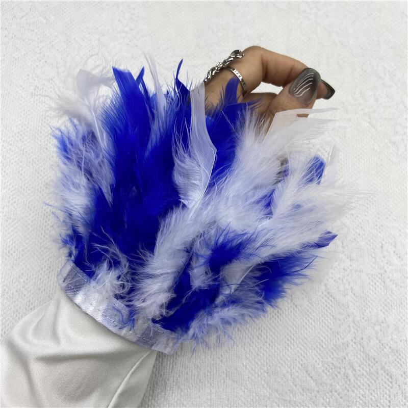 1 шт., манжеты из страусиного пера из натурального меха, манжеты из страусиных перьев, браслет с застежкой, манжеты из перьев, рукав на запястье