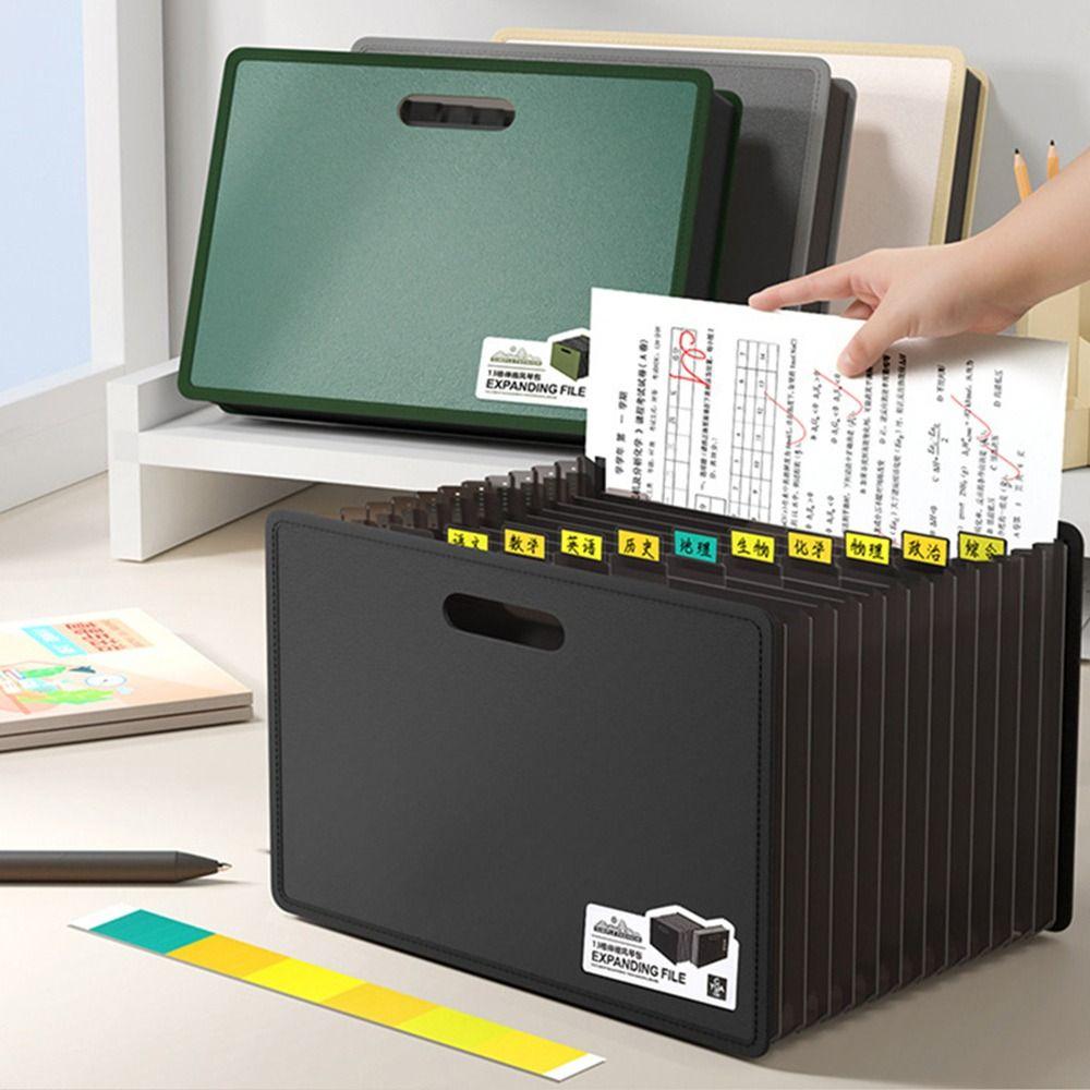 Expandable A4 File Folder 13 Layers File Bag Simple Test Paper Storage Bag Students