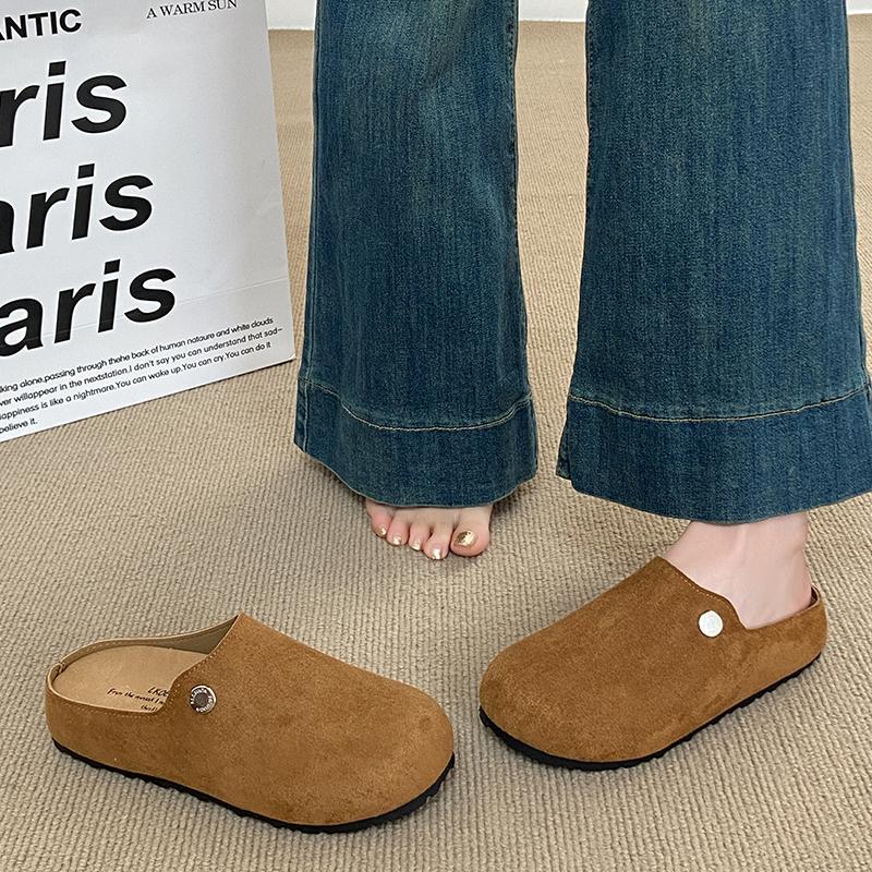 Модные женские мюли на стельке без задника, слипоны, повседневные туфли из мягкой замши, удобные домашние и уличные тапочки для ходьбы