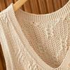 Knitted Tank Top for Women V Neck Sleeveless Hollow Out Crochet Camisole Top Summer