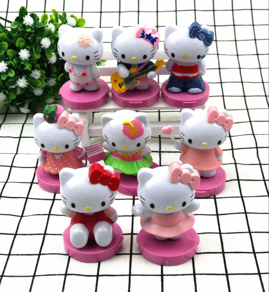 Набор мини-фигурок Hello Kitty из восьми штук, милые мультяшные миниатюры Kt, топперы для торта, подарок