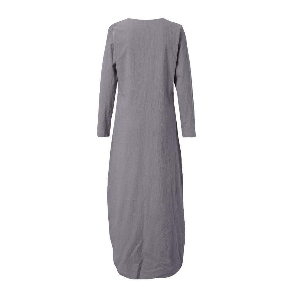 Женское платье макси с длинными рукавами и v-образным вырезом с принтом, мешковатый кафтан с разрезом по краю, длинное платье