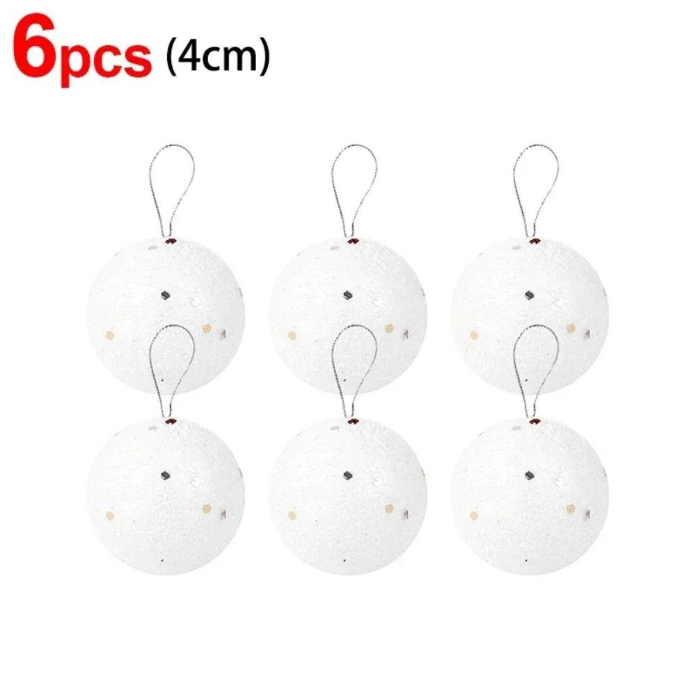 6 шт. Свадебные Рождественские украшения для елки Белые пенопластовые подвесные шары Новогодние праздничные принадлежности