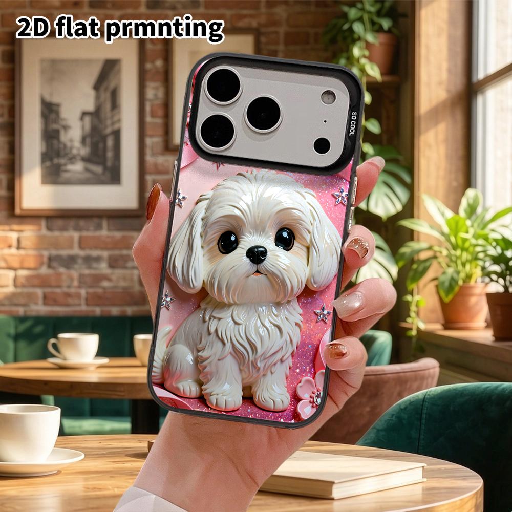 Phone Case: 2D flat design, suitable for iPhone 18, 17, 16, 15, 14, 13 Pro color silver protective case, couple style, sitting nicely, Christmas and H