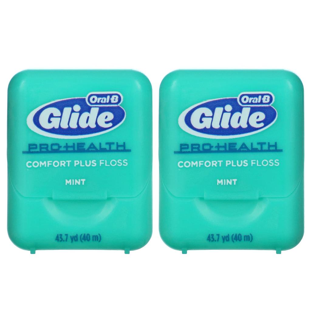 Oral-B Glide, Pro-Health, зубная нить Comfort Plus, мятная, 2 упаковки, 40 м (43,7 ярда) каждый