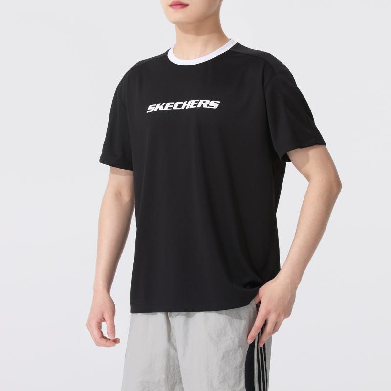 Skechers Модная дышащая футболка унисекс с круглым вырезом и коротким рукавом Черная P225U124-03K8