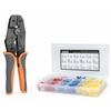 IWS-03C Crimping Pliers for Insulated Crimp Terminals, 0.5-6.0 Sq., with Crimping Marks, and a Set of 285 Insulated Crimp Sleeves for Copper Wir