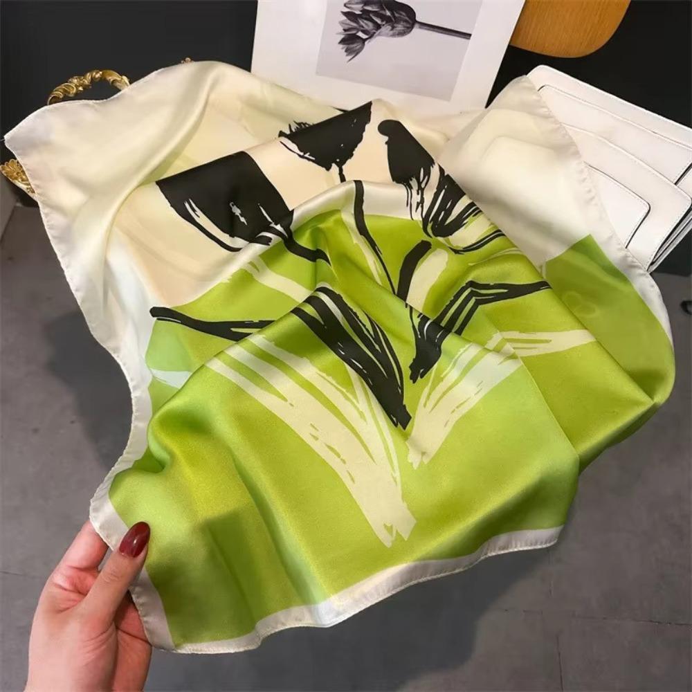 Polyester Lily Scarves Wrap Square Neckerchief Fashion Silk Hair Bands Female Accessories
