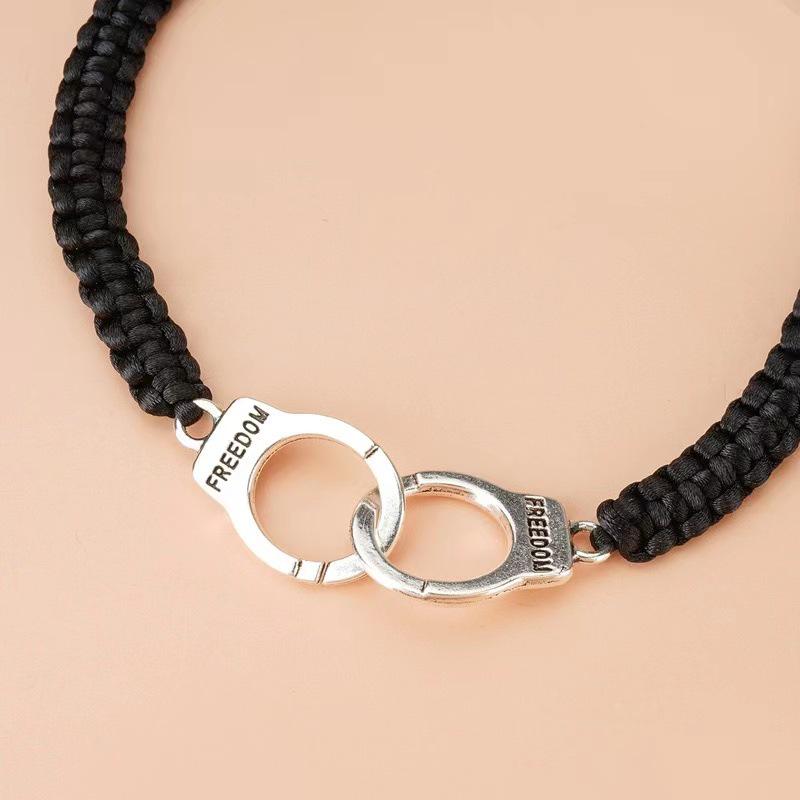 Браслет с картой трансграничной дружбы: Креативный дизайн наручников из сплава в европейском и американском стиле с плетеным ремешком