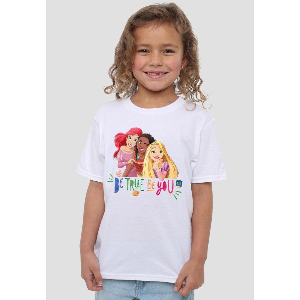 Disney Princess Childrens/Kids Be True, Be You Ariel Moana Rapunzel T-Shirt