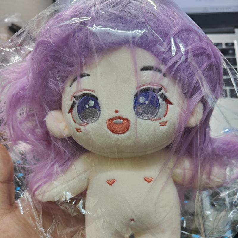 20cm Cute New Cotton Doll Girl Doll DIY Changeable Clothes Inner Frame Doll Gift Birthday Christmas Purple Hair