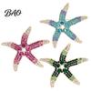 Beach Themed Jewelry Vintage Rhinestone Starfish Brooch, Ocean Metal Lapel Pin, Golden Plated Pin Sea Animal for Suit Dress Coat Scarf Marine