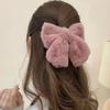 Плюшевая заколка-бантик для волос, женская корейская простая однотонная заколка-бантик, большая заколка для девочек, аксессуары для волос
