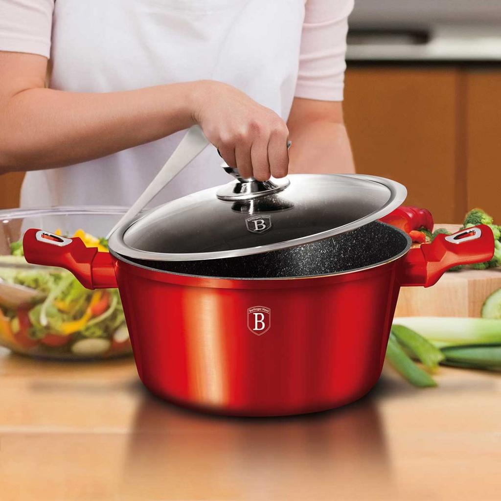Berlinger Haus Bh-6162 Burgundy Granite Cookware Set 17 Pieces