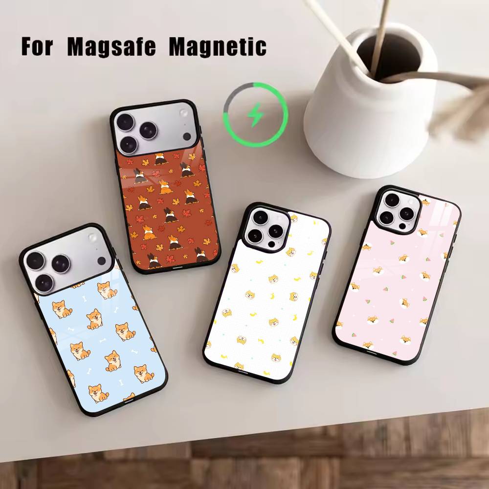 Cute Dog Shiba Inu Phone Case For iPhone17,16,15,14,13,12,11 Plus,Pro Magnetic For Magsafe Wireless Charging